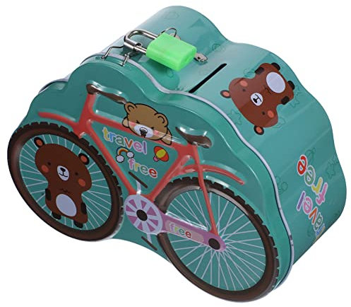 IMIKEYA Metall Spardose im Fahrraddesign für Süße Bunten Spardose mit Schloss Geldsparbank für Kinderzimmer und Dekoration