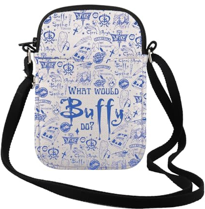 FUNYSO TV Show Gift What Would Buffy Do Crossbody Bag Vampire Lover Gift Geeky Horror Gift