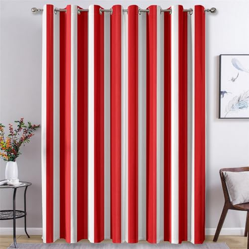 Generisch Verdunklungsvorhänge Vertikal Gestreift, Vorhänge Streifen Rot Weiß für Schlafzimmer Wohnzimmer Deko, Gardinen mit Ösen 160 X 132 cm (H x B), 2er Set Vorhang Blickdicht X&-58