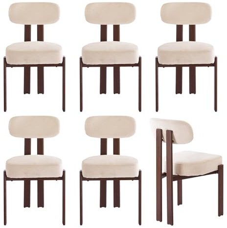 stone princess 6er Set Moderne Esszimmerstühle: Polsterstühle mit Unsichtbare Schrauben Stabiles Metallgestell Holzoptik - Küchenstühle für Esszimmer Küche Wohnzimmer