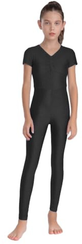 Miaeowve Kinder Mädchen Turnanzug Ganzkörper Gymnastikanzug Kurzarm Ballettbody Geraffte Turnbody Trikot Leotard Ganzkörperanzug Turnen