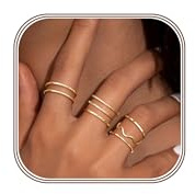 Diamday 8 Stück Ringe Gold Silber Damen Edelstahl Wasserfest Ringe Set 1MM Minimalistisch Dünn Ring Damen Stapelringe Fingerring Daumenringe Verlobungsring Eheringe Promise Ringe Silber Gold Schmuck