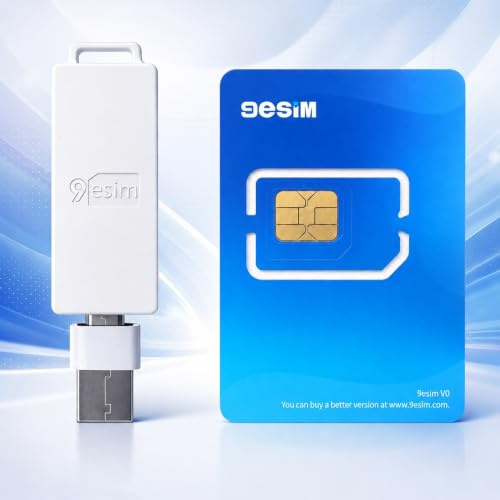 9ESIM V0 eSIM Card & Reader Kit for Unlocked Smartphones, 480KB Storage - SIM to eSIM Adapter, 15 Profiles, Offline STK Menu, Unlimited Downloads, Pre-Cut Sizes, Global Travel USA/Europe/Japan/China