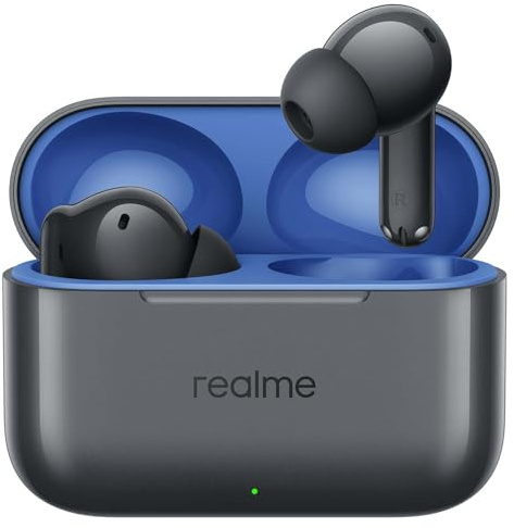 realme Buds T200 Cuffie Bluetooth 32dB ANC e 50 Ore Autonomia, Auricolari Wireless con 12,4mm Driver Dinamico per Bassi e 3D Hi-Res Audio Spaziale, Auricolari Bluetooth 45ms Latenza, IP55, Nero