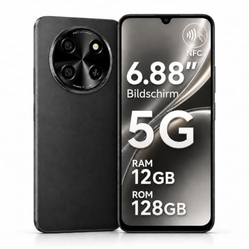 Smartphone 5G 6,88'' 120Hz, Téléphone Portable Android 15, 12Go RAM 128Go/2To TF, Double SIM NFC, Unisoc T8100 Octa-Core, Batterie 5000mAh 18W, Telephone Portable Pas Cher, OTG/Face ID/Fingerprint