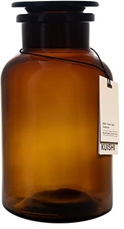 Kuishi 500ml Amber Glass Storage Jar, With Lid, Apothecary Jar, Reusable- Eco Friendly- Modern Home Décor- Powder Jar - 45% Recycled Glass