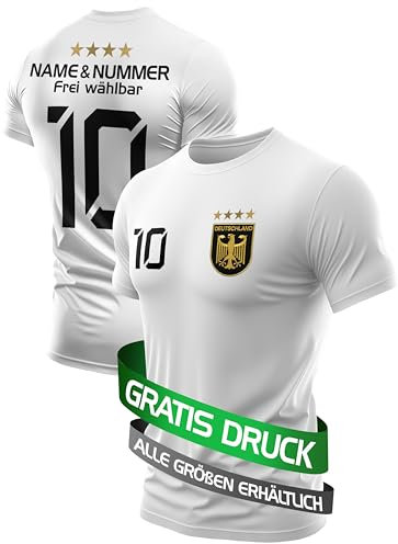 DE FANSHOP Original Personalisiertes Fußball Triko Deutschland Fussball Trikot EM 2024 mit eigenem Namen Ideal für Jung und Alt Herren Damen Jungen Kinder Geschenke für Fans der Nationalmannschaft D1