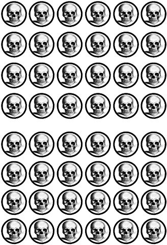 48 Totenköpfe Halloween Gruselige essbare Premium-Dicke, Vanillegesüßt, Oblaten-Reispapier, Mini-Cupcake-Topper, Cake Pops, Cookies