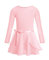 TiaoBug Mädchen Ballettkleid Langarm/Kurarm/Ärmellos Ballett Trikot Baumwolle Ballettanzug mit Abnehmbar Rock Kinder Ballettkleidung Set Gr. 98-164 Perlenrosa Langarm 122-128