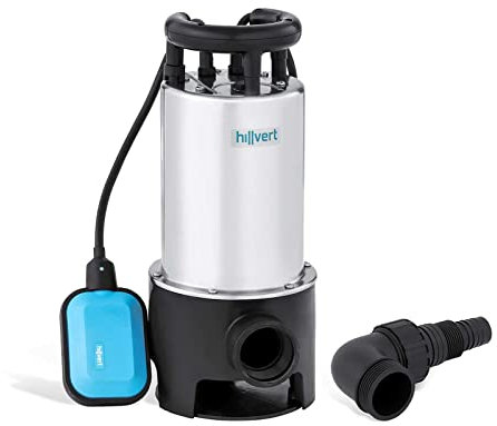 Hillvert Schmutzwasser-Tauchpumpe elektrisch HT-ROBSON-SP1100DWE (1.100 W, Fördermenge max.: 16.000 l/h, Schwimmerschalter, Partikelgröße max.: 35 mm)