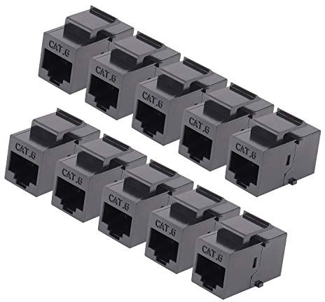 iGreely RJ45 Kupplung, 10 Stück Cat6 Keystone Kupplung Modul, Netzwerkkabel Verbinder für Lan Kabel Verlängerung (Schwarz)