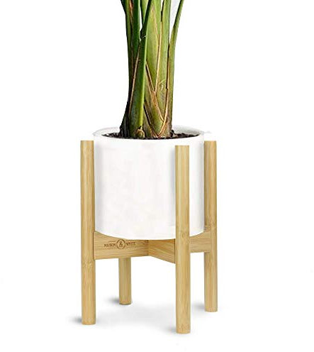 Adjustable Bamboo Plant Stand – Expandable 35 cm Diameter Indoor/Outdoor Pot Holder – Stylish Natural Wood Flower Pot Riser Display | Handy & Space-Saving | M&W
