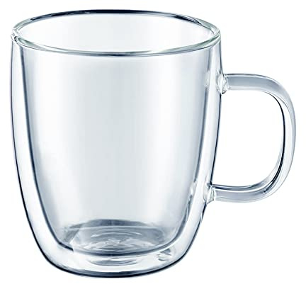 AMBITION Doppelwandige Kaffeegläser 2 Stück 250 ml Mia Glastassen mit Henkel für Kaffee Tee Cappuccino transparent