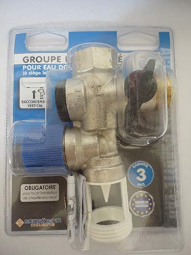 Groupe de sécurité pour eau douce à siège laiton raccordement vertical somatherm garantie 3 ans