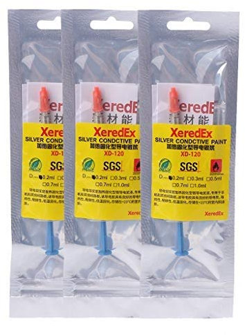 guangzhou 3 Pezzi 0,2 ml Argento Colla conduttiva Filo incollare elettricamente Adesivo Riparazione Vernice Vernice Guida Argento Set Penna