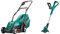 Bosch Rotak 34R Electric Lawnmower (1300 W, Cutting width: 34 cm, In carton packaging) & Bosch 06008A5870 ART 24 Electric Grass Trimmer, Cutting Diameter 24 cm