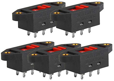 Larcele 6 Terminales Interruptor Deslizante 2 Posiciones 110 V hasta 220 V Voltaje Cambiar 5 Piezas DZHKG-01