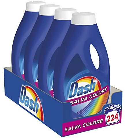 Dash Detersivo Lavatrice Liquido, 224 Lavaggi (4 x 56), Salva Colore, Colori Brillanti e Pulizia Profonda