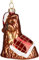 BRUBAKER Hund mit Tartan Decke und Weihnachtsmütze Rot Grün - Handbemalte Weihnachtskugel Yorkshire Terrier aus Glas - Mundgeblasener Christbaumschmuck Figuren Lustig Deko Anhänger Baumkugel - 9,4 cm