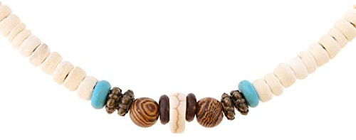 Made by Nami Surfer Halskette mit Kokosnuss Perlen - Herren Surfer-Kette Holz-Perlen - Handmade Strand-Schmuck - Wasserfest (Weiß)