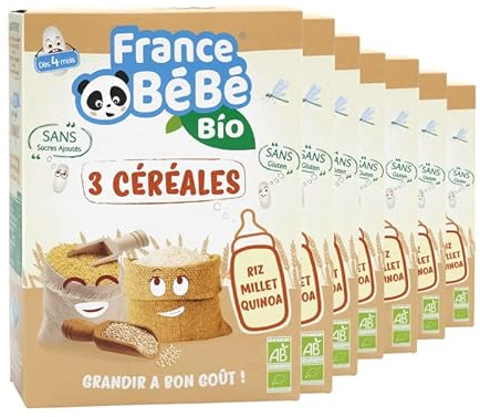 FRANCE BéBé BIO - 3 Céréales BIO pour Bébé dès 4 mois- Lot 7 x 200g