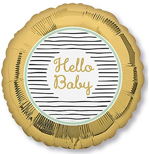 Amscan Folienballon * HELLO BABY * als Deko und Geschenk zur Geburt eines Babys | Größe:43cm | für Luft und Helium | Ballon Party Dekoration