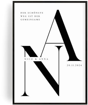 Artower Hochzeitsgeschenk | Einweihungsgeschenk Wohnung Haus Hochzeitsbild Monogramm Bild | Geschenk Idee für Einweihung Einzug Valentinstag Hausbau Hochzeit Richtfest Jahrestag Umzug