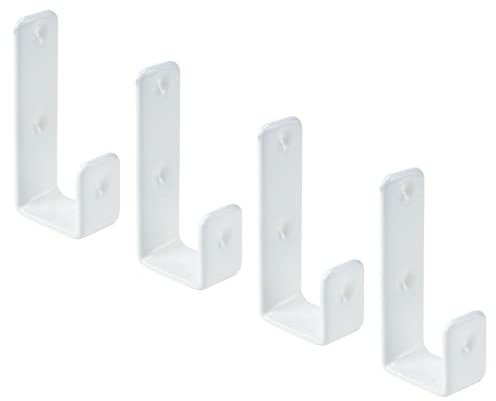 Coshar 4Pcs Heavy Duty Hook Bracket Coated Stainless Steel J Hooks 1-Inch Inner Bunk Bed Ladder Hook Hardware for Bed Decor, Garage Storage, Cable Tool Organization - White