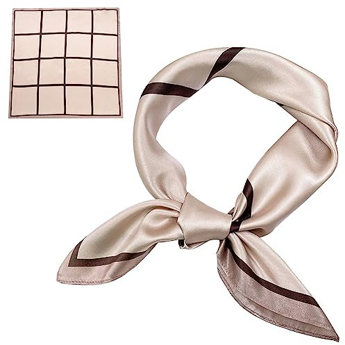 ZhaoCo 100% Natürliche Maulbeerseide Schal, 66x66cm / 26x26 Zoll Seidentuch Grafikdruck Klein Weich Quadratisch Seidenschal für Damen - 026