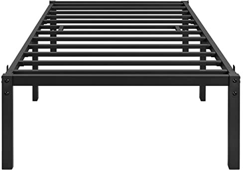 Yaheetech Bettrahmen 36cm H Metallbett mit Lattenrost, Bettgestell aus Metall, Modern Doppelbett Einzelbett Leichte Montage, Schwarz 90 x 200 cm