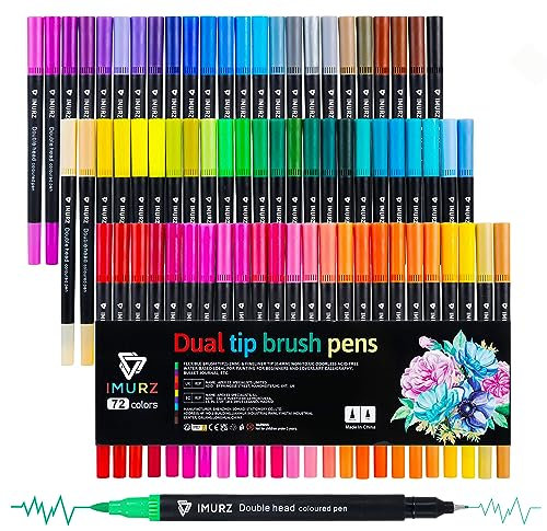 Brush Pen Set, Filzstifte, 72 Farben Pinselstifte, Handlettering Stifte, Fineliner Set für Journaling, Fineliner Stifte für Mandalas, Bullet Journal, Malbücher