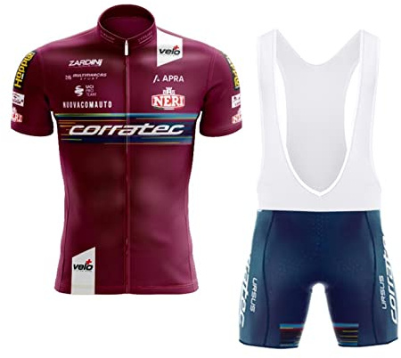 SGCIKER Hommes 2023 World Tour Pro Team Corratec Maillot Cyclisme Ensemble, Été Manches Courtes Respirant Cycle Chemise VTT Vélo Vêtements Cuissard Kits 9D Gel Pad (6XL)
