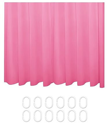 1 pièce rose rouge rideau de douche 180 * 180cm, 12 anneaux de rideau de douche blancs, séparation sèche et humide, étanche et résistant à la moisissure, adapté à la salle de bain et à la cuisine