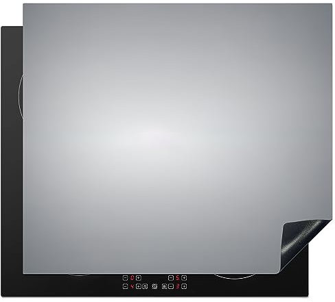 KitchenYeah© Induction Hob Cover Protector Mat 20.1x23.2 / 59x51 cm Kitchen Universal Ceramic Covers for Electric Cookers Vinyl Silver - Grey - Metallic - Dark