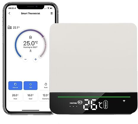 WiFi Termostato Smart per Caldaia, Cronotermostato da Parete Intelligente per Apple HomeKit, Alexa e Google Assistant, Funzione Programmazione, LED Digitale Touchscreen (Riscaldamento elettrico)