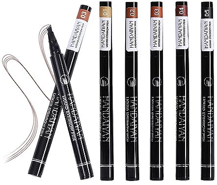 BeauFairy Augenbrauenstift Set, 5 Stück, mit Vier Gabelspitzen Micro-Fork Spitze, Wasserfest und Wischfes Eyebrow Pencil, Erzeugt Mühelos Natürlich Aussehende Brauen (A)