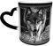 BOHHO Tasse noir et blanc loup Animal tasse à café personnalisé magique noir changement de couleur tasse de voyage en céramique sensible à la chaleur tasse