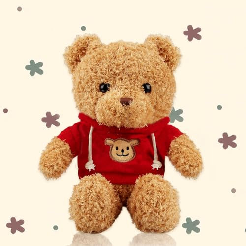 Teddybär Kuscheltier, Teddy Bear Kuscheltiere, 30 cm Teddybär Klein, Steiff Kuschelbär Baby mit Kapuze Tatzendruck Plüschtier Plush stofftier Geschenk