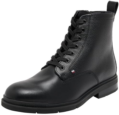 Tommy Hilfiger Uomo Stivali Bassi Warm in Pelle, Nero (Black), 43