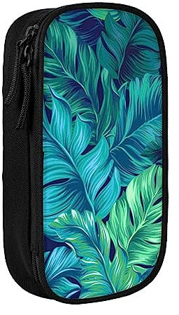 avlyn Trousse à crayons de grande capacité avec motif feuilles de palmier tropicales pour filles, garçons, adultes, école, bureau et voyage, Noir , Taille unique, Cartable