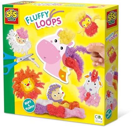SES Creative 14010 Fluffy Loops-Soft Yarn Animales, Amarillo