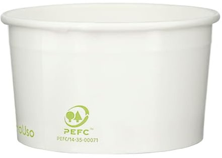 Monouso | 42 Tarrinas para Helados Ecológicas 100ml, Blancas, Sostenibles, Envases para Helados, Vasos para Postres, Tarrinas Desechables, Para Helados y Postres