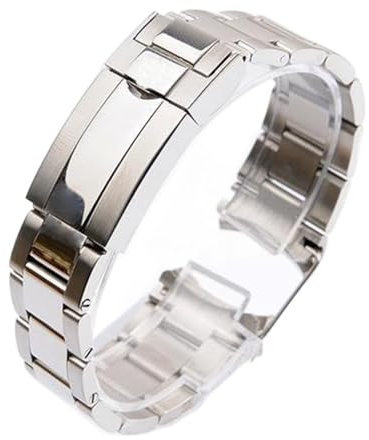 EDVENA Metallarmbänder Kompatibel Mit Rolex SUBMARINER DAYTONA Herren Faltschließe Uhrenarmband Edelstahl Uhrenarmband 20 Mm 21 Mm(Color:Silver,Size:20mm With Logo)