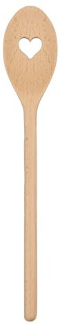 Argon Tableware Wooden Cooking Spoon - 30cm - Pack of 1 - Heart Shaped Long Heat Resistant Non-Stick Kitchen Serving Mixing Spoon Utensils for Cooking, Baking, Stirring