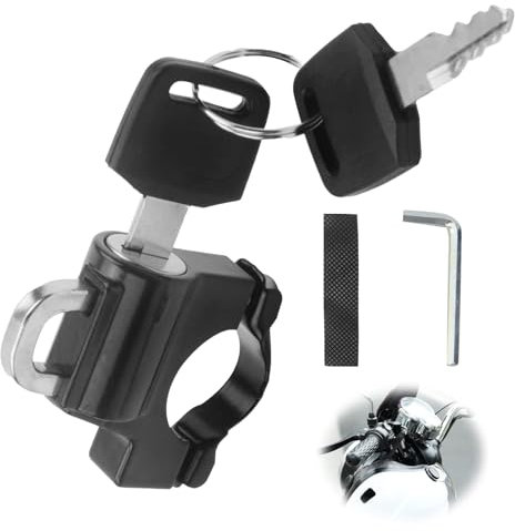 Lucchetto Casco Moto Bici, Antifurto Casco Moto Helmet Lock Porta Casco Moto, Lucchetto Universale per Casco per Tubo del Manubrio da 22 a 28 mm
