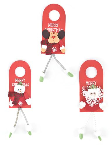3 Piezas Colgante Pomo Puerta Navidad, Adornos Pomo de Puerta para Navidad, Colgantes Navideños para Pomos de Puertas, para Decorar Picaportes y Árboles de Navidad