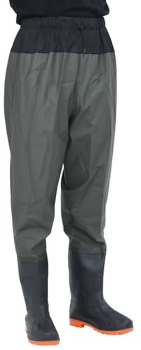 vidaXL Wader da Pesca alla Vita con Stivali Verde Scuro Taglia 42, Stivali per la Pesca, Wader da Pesca con Stivali, Stivali Alti Fino alla Vita