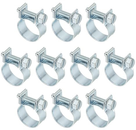 PATIKIL 10 Pcs 15-17mm Mini Fuel Injection Hose Clamps Zinc Plated Adjustable Clamp