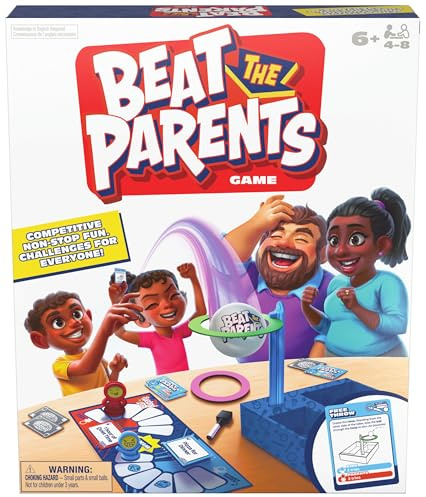 Spin Master Games, Beat the Parents, 2025 Edition with New Challenges & Cards, Friendly Competition Family Game, Fun Activity for Kids, Adults & Family Game Night, 4-8 Players, for Ages 6 & Up