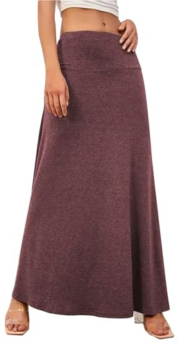 Adigaber Jupe Longue pour Femme élastique Taille Haute Jupe Maxi de Yoga | Couleur unie, Long, Taille élastique, Soirée, Plage, Été, Tummy control, Doux, Décontracté